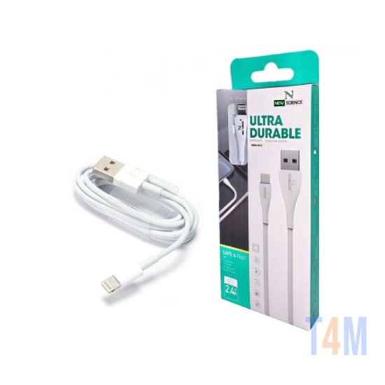 NEW SCIENCE ULTRA DURABLE DATA CABLE FOR IPHONE 2M (1850) WHITE
